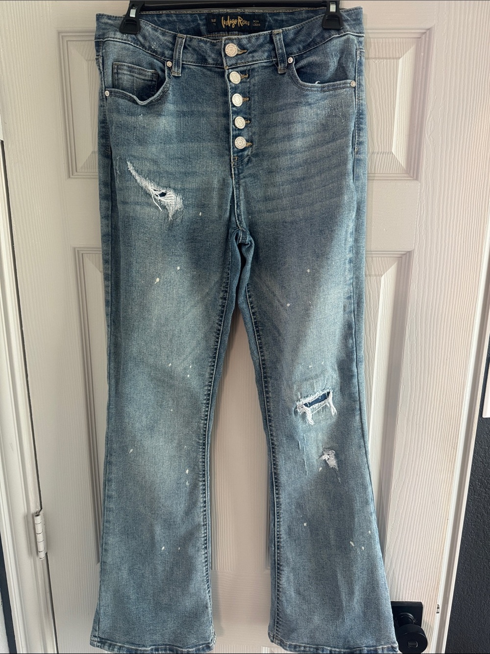 Indigo Rein Distressed Flare Jeans